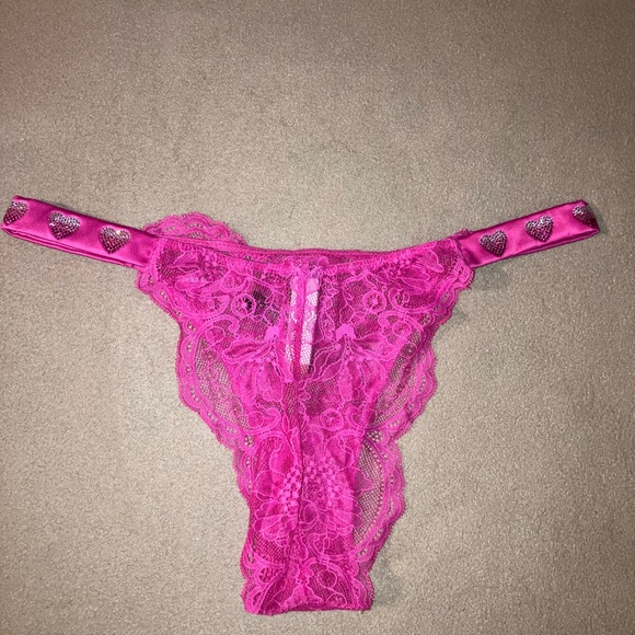 NWT VICTORIA'S Secret Pink Hearts SHINE STRAP LACE BRAZILIAN CHEEKY Size M - Picture 3 of 4